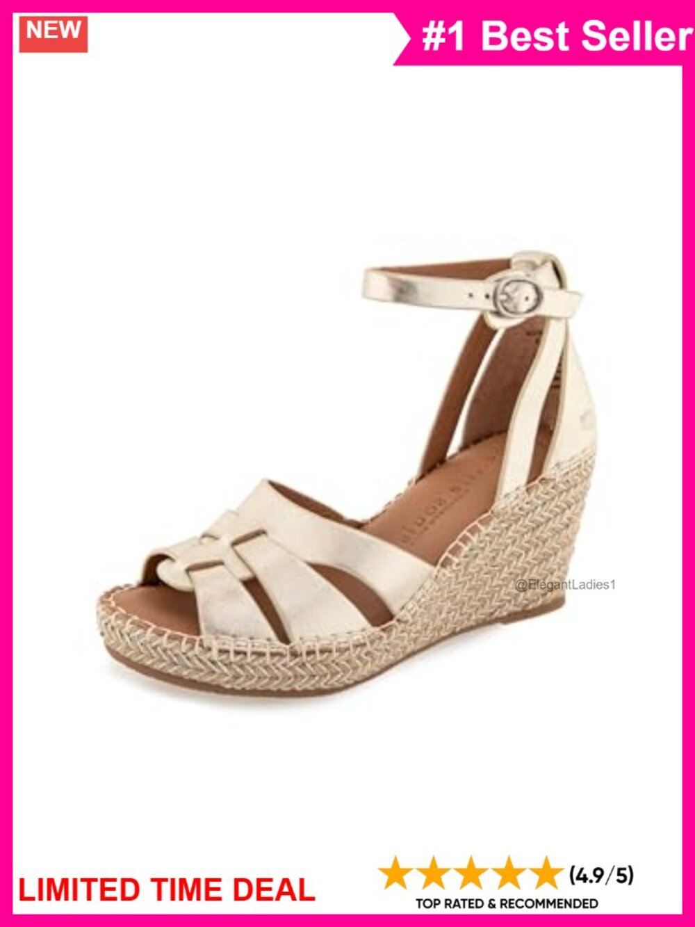 Wedge Sandal Woven Leather Ankle Strap Espadrille Platform Open Toe